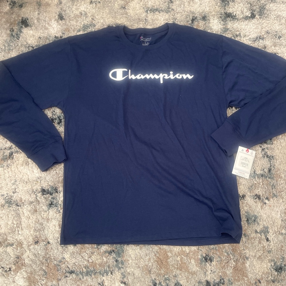 Champion Men's Dark Blue Long Sleeve Tee
